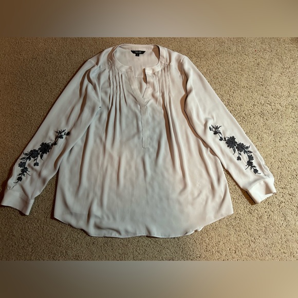 Simply Vera VERA WANG Women's Blouse Pleated Front Embroidery Long Sleeve Size L - Picture 6 of 8